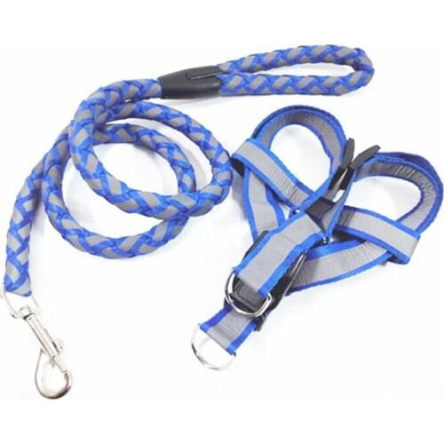 Five-color round rope braided pet reflective dog chain harness and leash set pet supply