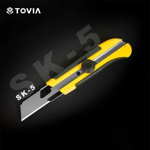 TOVIA 25mm Utility Knife SK5 Stainless Steel Blade Retractable Knife Box Cutter Snap-off Pocket Utility Knives Cut Rope Paper