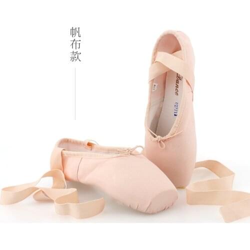 Pointe Shoes Bandage Ballet Dance Girl Woman Professional Canvas/Satin Dancing with Sponge Silicone Toe Pads