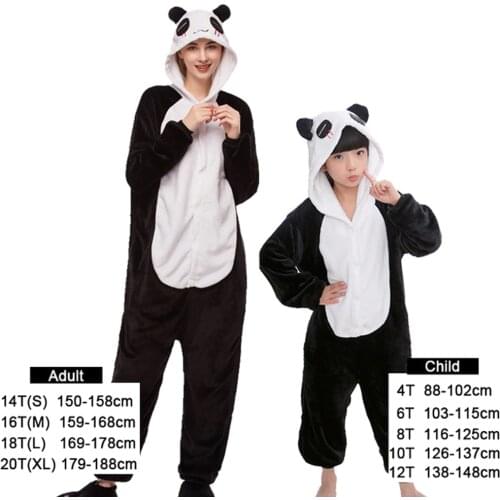 Unisex Panda Pijama Pijama Animal Butterfly Onesie New Winter Full Flannel One Piece Hooded Polyester Parent-child