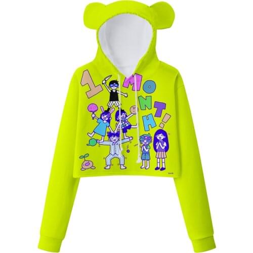 WAMNI Omori Bear Ear Hoodie Sweatshirt Fashion Streetshirt Girls Bear Ear Hoody Sweatshirts Pullover Simple Womens Tops 2021 New