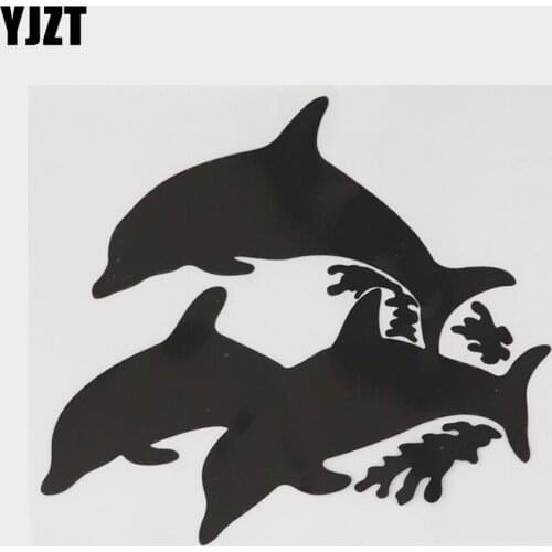YJZT 15.2CM×13.4CM Amusing Marine Animal Decal Dolphin Swimming Vinyl Car Sticker 18A-0151