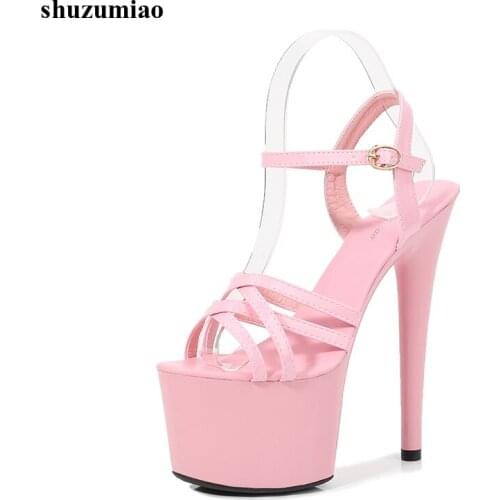 Women Shoes Heels New Hot 2020 Sexy Sandals Platform Pole Dance High Heels Leather Designer Gladiator Ankle Strap Stripper Shoes