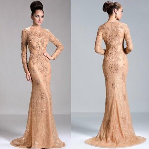 Vestido De Festa Elegant חרוזים Western Style Custom Long Sleeves Muslim Evening gown Mermaid dubai mother of the bride dresses