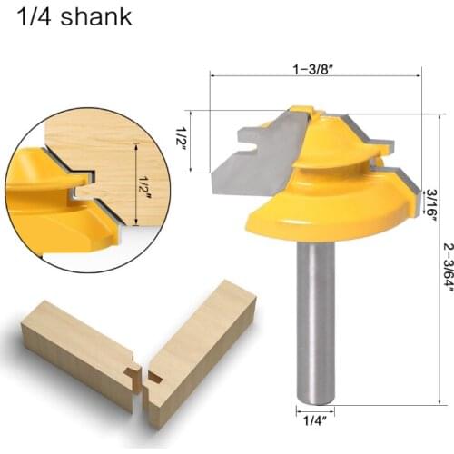 1/4" 6.35mm Shank 45 Degree Lock Miter Router Bit DIY Woodworking Milling Cutter Tools
