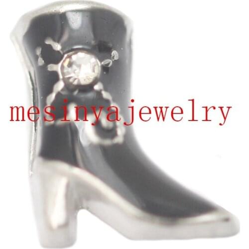 10pcs black color Cowgirl boot floating charms for glass locket Min amount $15 per order mixed items, FC-206