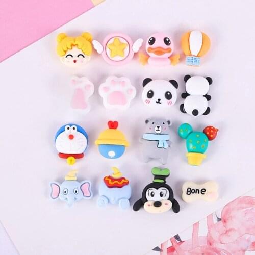 10Pcs Kawaii Cartoon Flat back Resin Cabochon Flatbacks Bear Cat Scrapbooking Craft Decoration DIY Hair Bows Center Accessories