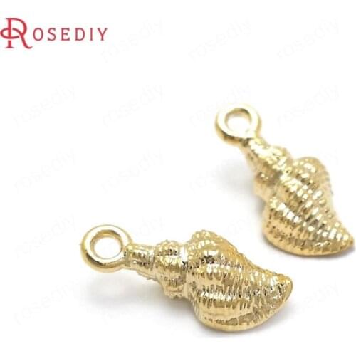 37158)10PCS 13x5MM 24K Gold Color Brass Small Conch Charms Pendants High Quality Jewelry Making Supplies Findings Accessories