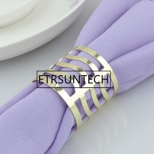 100pcs Restaurant Western Napkin Ring Hollow Napkin Buckle Holder Wedding Party Table Decoration Supplies
