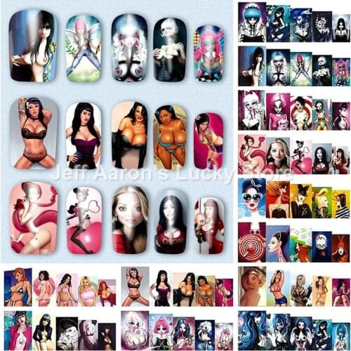 12 Sheets sexy lady designs water transfer nail art sticker decals beauty nails decoration manicure tools A93748