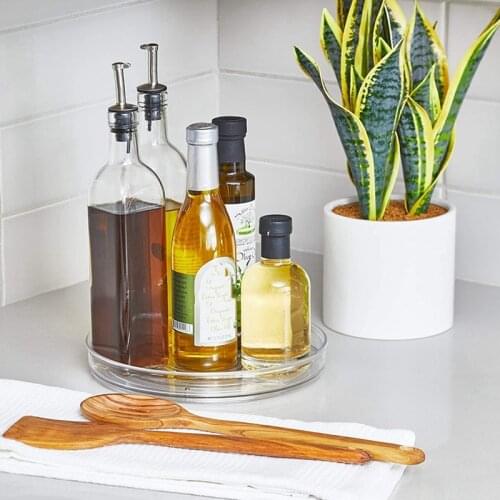 2 Pcs Lazy Susan Cabinet Organizer,Turntable Kitchen Organizer,Clear Storage Bins