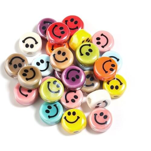 20pcs Mix Color Smile Face Ceramic Beads 10MM Loose Spacer Bead For Jewelry Making DIY Bracelet Necklace Accessories
