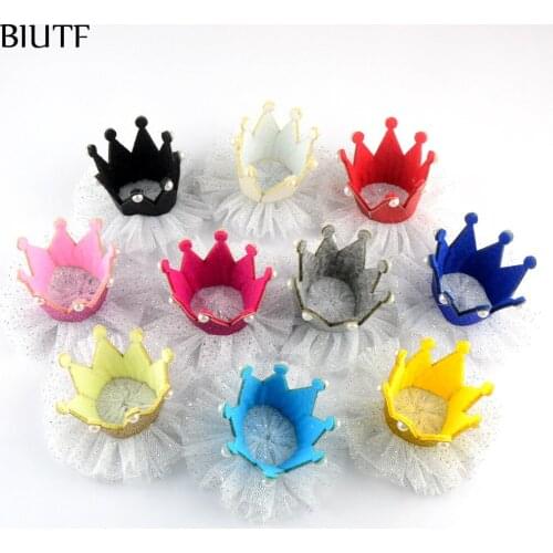 30pcs/lot Dimensional Crown with White Glitter Mesh Girls Hair Accessories Princess Tiara Party Favor GC05