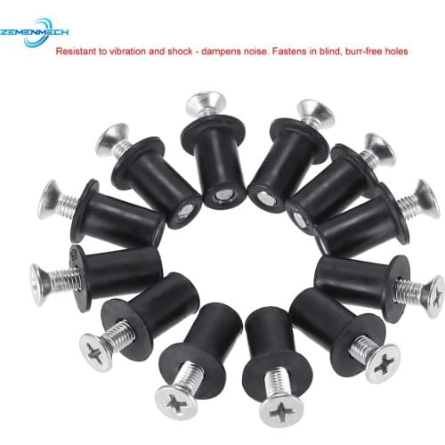 6PCS M5 Rubber Well Nuts With Screw Blind Fastener Motorcycle Windscreen Windshield Rivet Marine Accessories Boat Canoe Dinghy