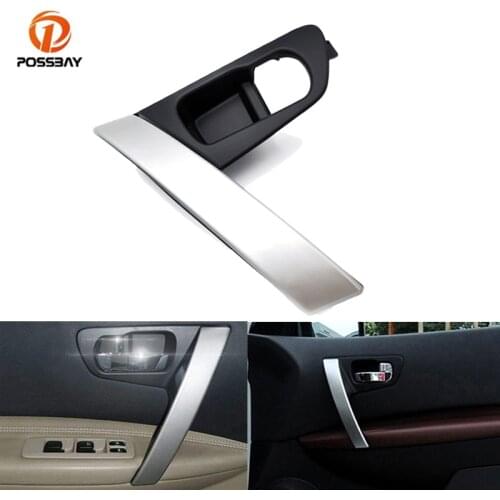 POSSBAY Car Front Door Handles Silver Interior Door Panel Handle Shell Auto Replacement Parts for Nissan Qashqai J10 2007-2015