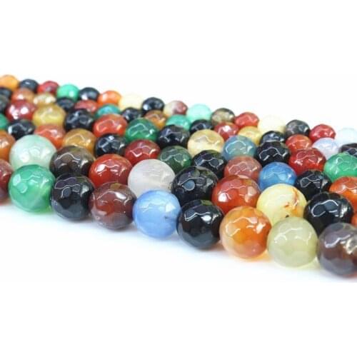 Natural Stone section Colorful agate Smooth Round Beads For Jewelry Making 15" Strand DIY Necklace Bracelet Accessories