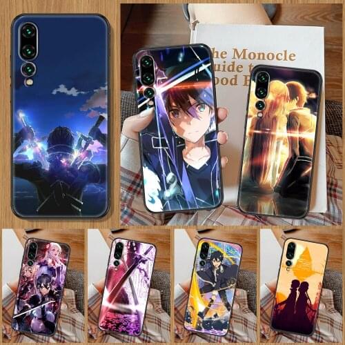 SAO sword art online Anime Phone Case For Huawei P Mate P10 P20 P30 P40 10 20 Smart Z Pro Lite black 3D funda painting bumper
