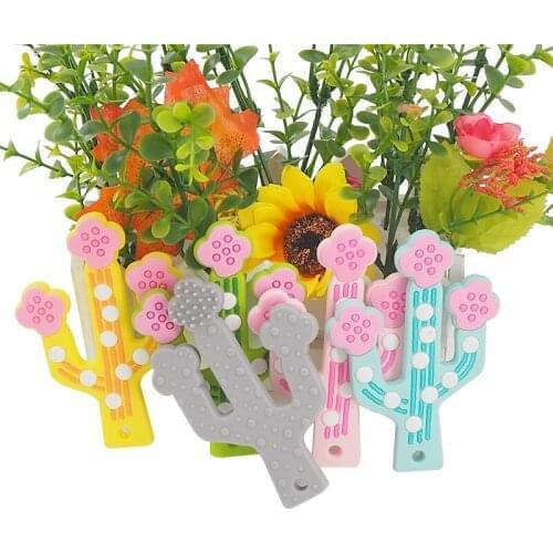 Chenkai 5PCS Silicone Cactus Flower Teether Food Grade Baby Pacifier Teething For Baby Nursing Accessories and Gifts BPA Free