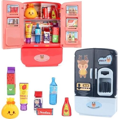 Childrens Play House Toys Simulation Fridge Toy Double Door Educational Kids Small Household Appliance Smart Refrigerator Game