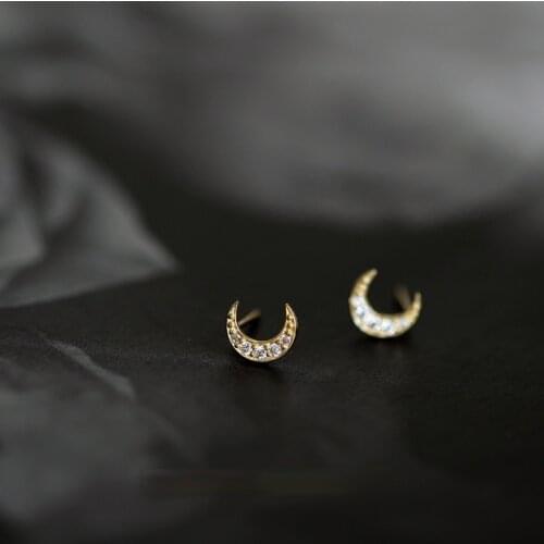 Elegant Charm Women Lover Day Gift Crescent Shaped Earring Fashion Cute Mini Moon Gold Plated Anti Allergy Lady Earring Jewelry