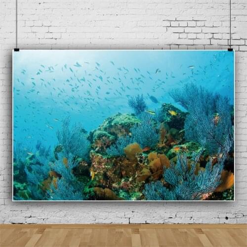 Shoal of Fish Underwater World Background for Portrait Photography Party Decors Photographic Backdrops Photocall Studio