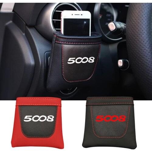 Pu Leather Bag For Peugeot 5008 Clip on Air Outlet Car Air Vent Stow Tidy Storage Car Phone Holder