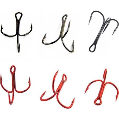 Hyaena 150pcs Red/Black/Silver Treble fishing hooks High carbon steel overturned Minnow fishing hooks