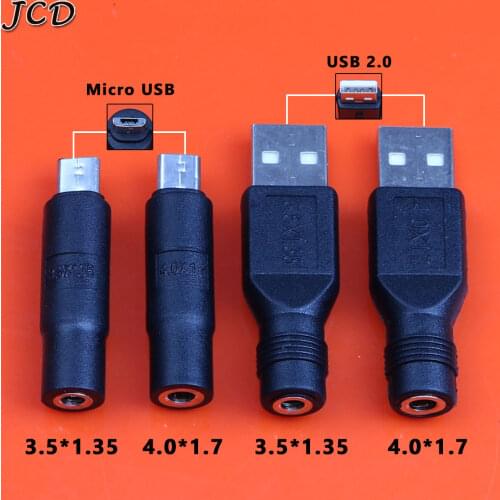 JCD 1pcs 3.5x1.35 4.0x1.7mm DC Power Female to Micro USB 2.0 Male Plug Connector Adapter for Smartphone Tablet Charger Converter