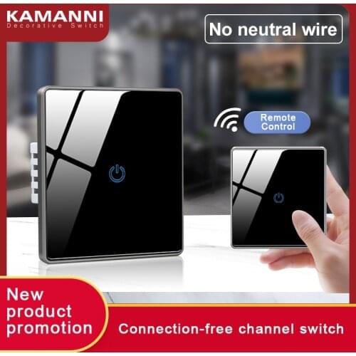 Kamanni Remote Control RF 433 3 Gang Smart Ligth Switch Gold/White/Black/Grey 4 Colors Optional 1/2/3 Gang 1/2 Way Glass Panel