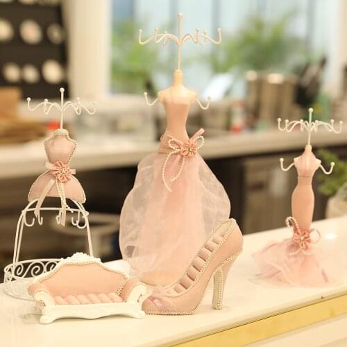 Cute Lady Evening Dress Gown Earring Necklace Jewelry Hanging Holder Stand Anklet Ring Rack Jewelry Organizer Packaging