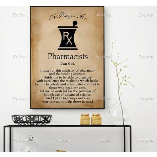 A Prayer For Pharmacists Dear God Poster Living Room Decoration Wall Art Prints Home Decor Canvas Unique Gift Floating Frame