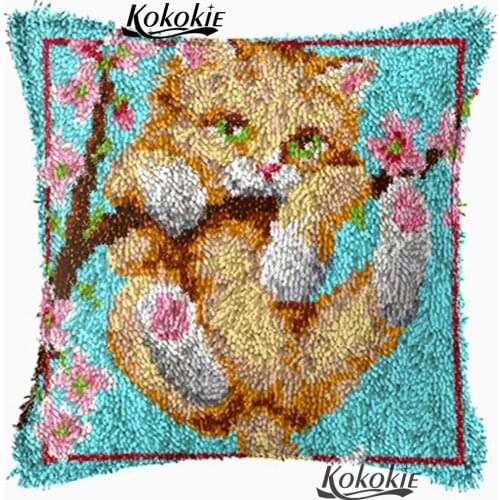 Diy rug carpet Latch hook rug kits embroidery needlework sets Handmade cross stitch cushions cats Crocheting Rug Kits Yarn