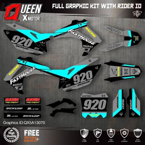 QUEEN X MOTOR Custom Team Graphics Backgrounds Decals Stickers Kit For HONDA 2014-2017 CRF250R 2013-2016 CRF450R 070