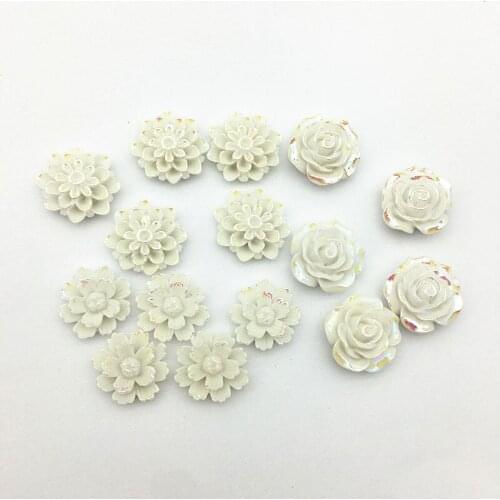 New Arrival! 200pcs White AB Effect Resin Flat Back Flower Beads for Earring DIY Parts,Jewelry Accessories Findings & Component