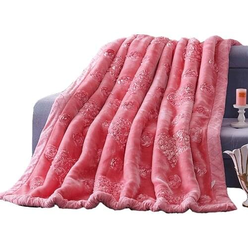 Raschel Blanket Adult Soft Fluffy Chunky Thick Mink Cobertor Queen Size Wedding Quilt Winter Warm Faux Fur Blanket On The Bed