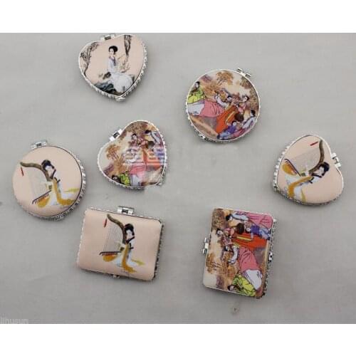 Wholesale 5pcs Chinese Handmade Classic Beauty Compact Make Up&Handbag Mirror