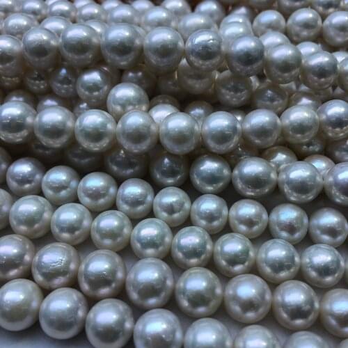 11-13mm Super Big Size White Color Edison Pearl Necklace Real Freshwater Pearl Strand String 39cm Long