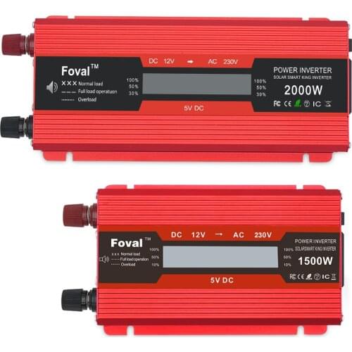 LCD voltage display inverter DC 12V to AC 220V 1500W/2000W dual USB charging adapter transformer convert EU socket