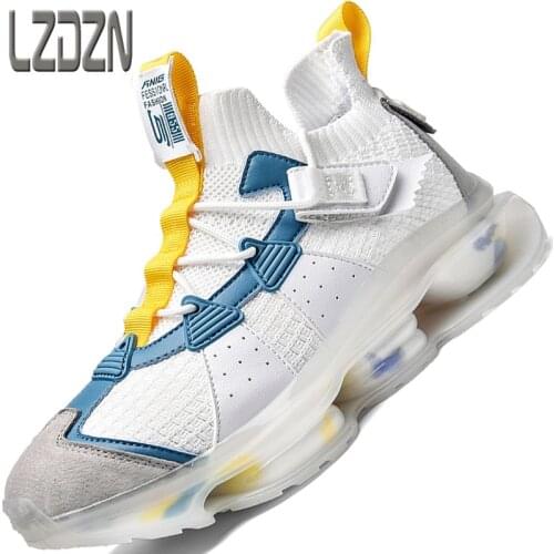 Daddy Trendy Shoes Mens Spring Sports Air Cushion Running and Stepping Basketball High-Top Summer Models Full Palm Popcorn