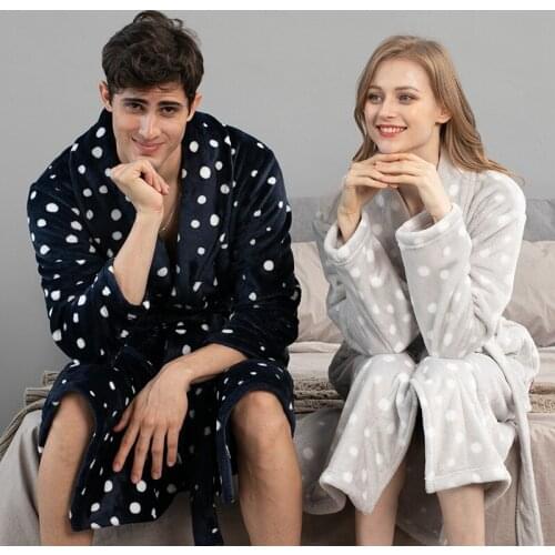 Thicken Warm Flannel Robes Women Men Winter Pajamas Lovers Nightgowns Bath Robe Female Sleepwear Bath Gowns Couple Home Clothes