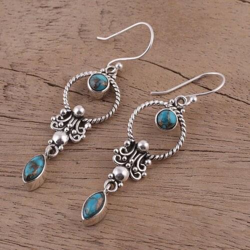 Vintage Antique Turquoises Dangle Drop Earrings For Women