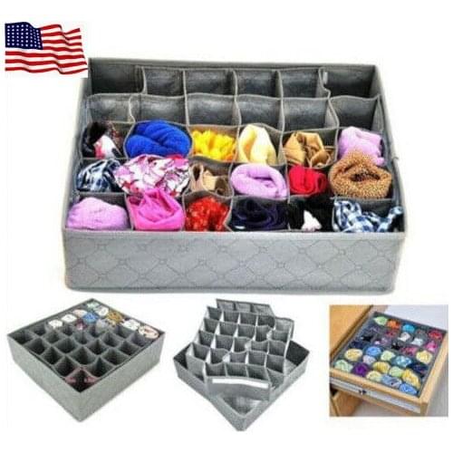 30 Cell Bamboo Charcoal Underwear Ties Socks Drawer Closet Organizer Storage Box Fit For Collection Wholesale Price