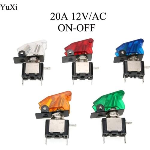 YuXi 1PCS Transparent lid 12V 20A Auto Car Boat Truck Illuminated Led Toggle Switch With Safety Aircraft Flip Up Cover Guard
