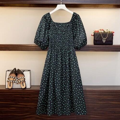 Fairy French Foam Sleeve Show Floral Dress Fashion High Waist Robe Femme Sukienki Na Wesele Damskie Vestidos Verano 2021 Mujer