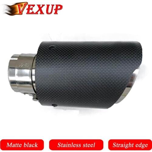 1PCS Car Exhaust Pipe Muffler Tail Pipe Muffler Tip Universal Tail Throat Pipe Matte Black Carbon Straight Edge For BMW M Series