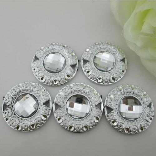 20pcs White Acrylic Plastic Button Rhinestone Buckle For Hair Flower Center Project 30mm
