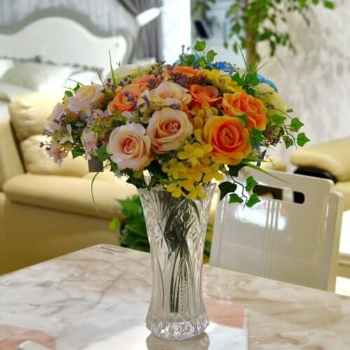 2021 Home Living Room Rose Simulation Bouquet Manufacturers Custom Desktop Immortal Flower Set Ornaments Potted Rose Silk Flower