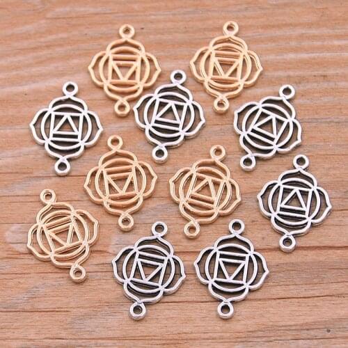 30Pcs 15*20MM Two Color Zinc Alloy Retro Pendants Porous Connectors Linker For DIY Charm Necklace Bracelet Jewelry Accessorie