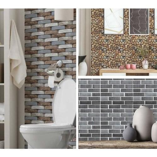 1pcs 3D Self-Adhesive Brick Wall Stickers DIY Waterproof Wallpaper Wall Brick Sticker Kids Room Bedroom Kitchen Decoration