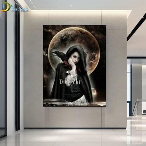 Diamond Mosaic Embroidery Vampire Woman 5D DIY Diamond Painting Full Drill Square Fantasy Landscape Pictures Bedroom Decoration